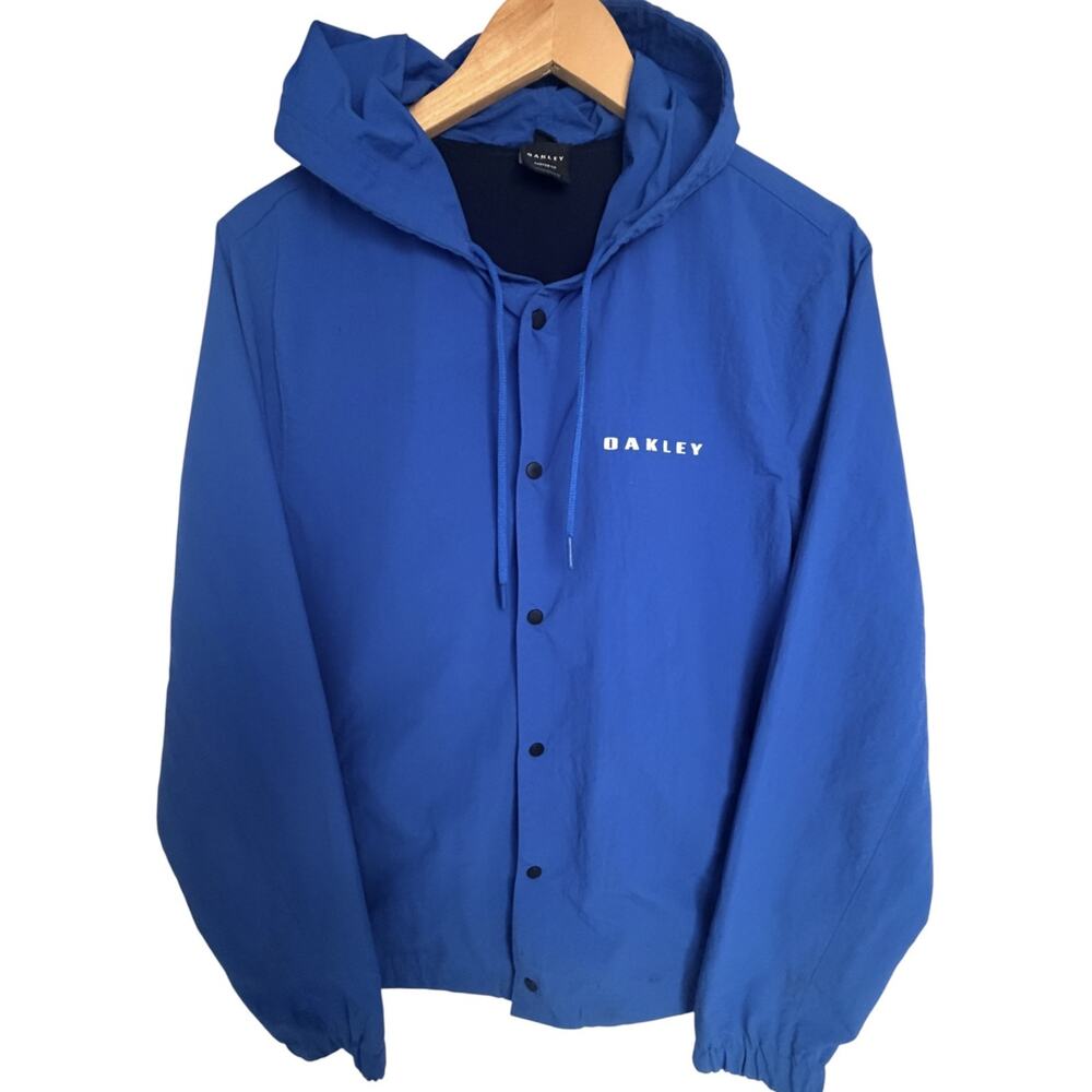 Oakley Custom Fit Hooded Snap Front Jacket Blue Mens S